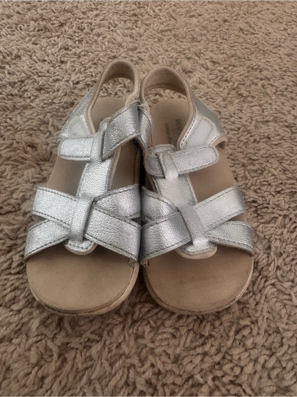 See Kai Run Silver Metallic Strappy Kids Sandals